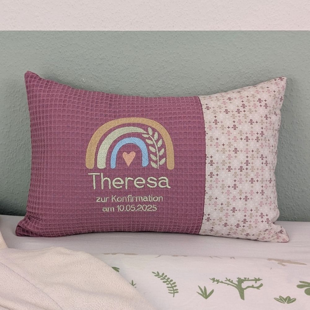 Konfirmationskissen -Regenbogen- 25 cm x 40 cm und Dekostoff
