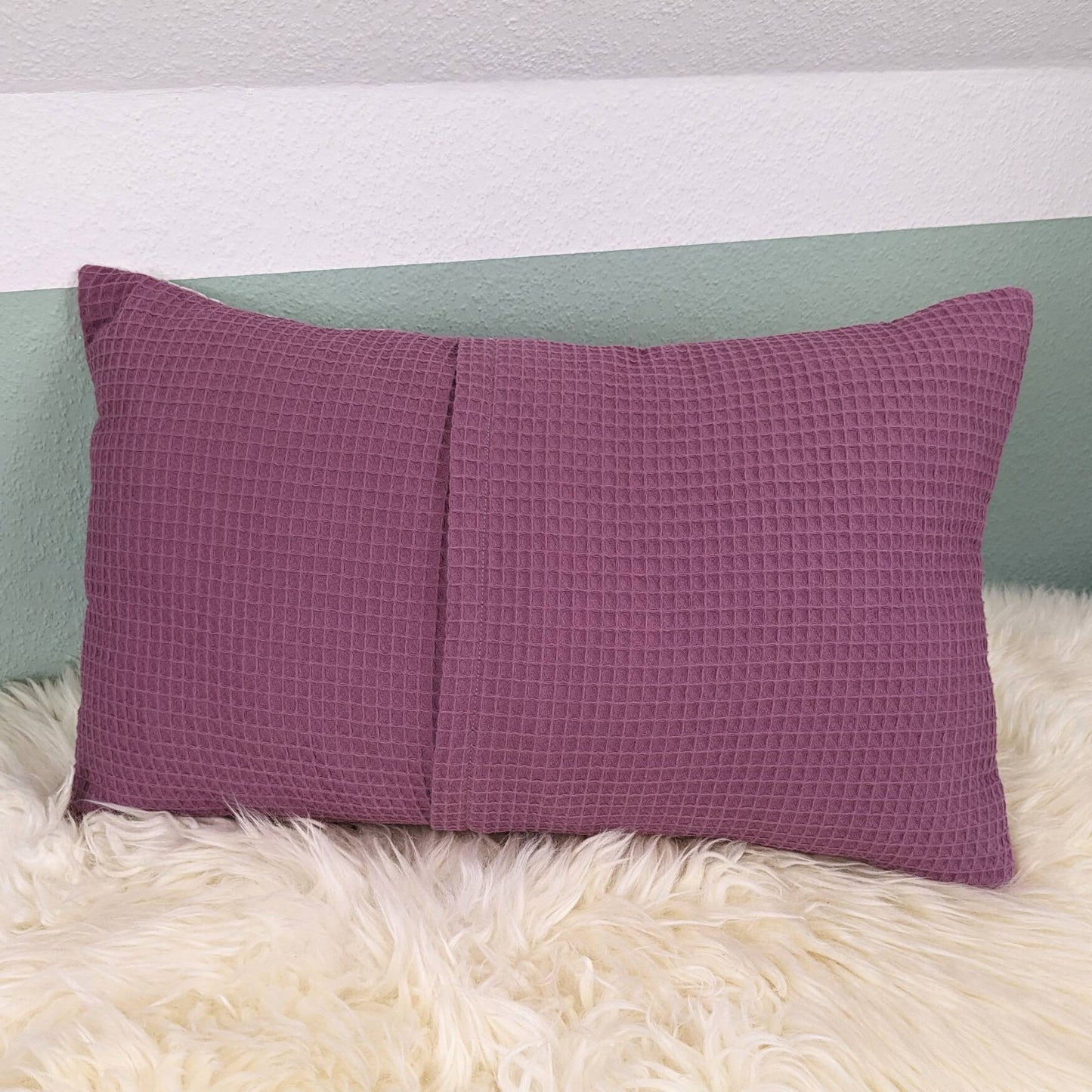 Kissen mit Hotellverschluss aus Baumwollstoff in lavendel