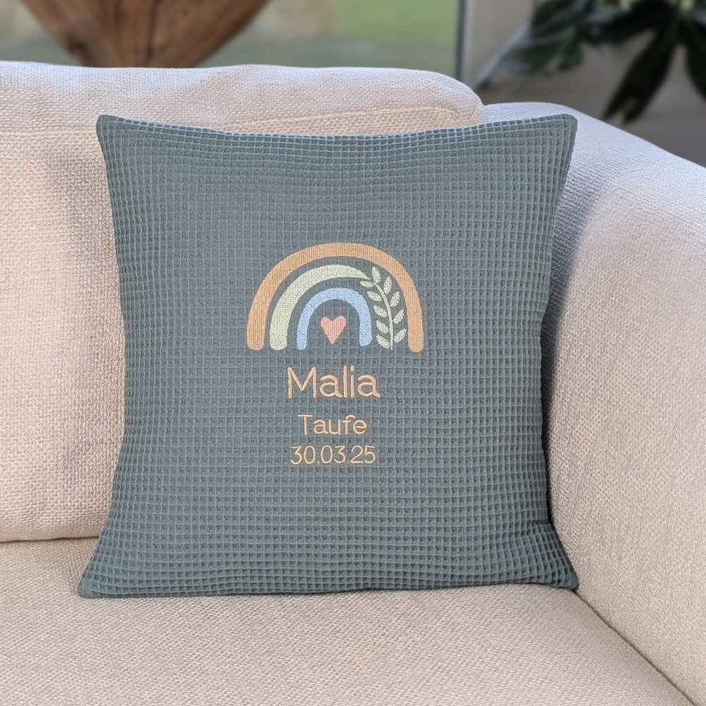 Taufkissen -Regenbogen- 40 cm x 40 cm mit Taufspruch