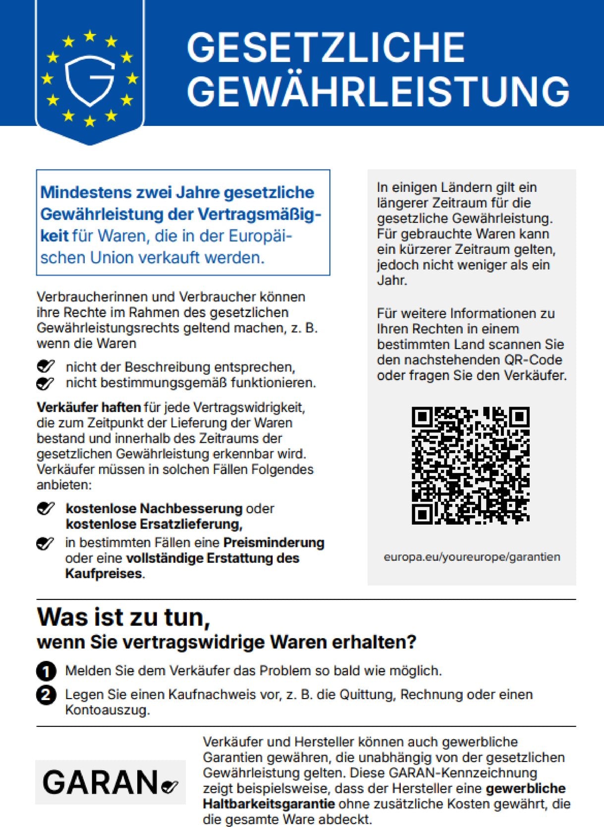 EU Gewährleistung