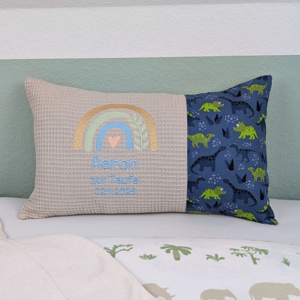 Taufkissen -Regenbogen- 30 cm x 50 cm und Dekostoff mit Taufspruch