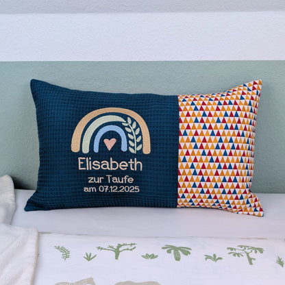 Taufkissen -Regenbogen- 30 cm x 50 cm und Dekostoff mit Taufspruch
