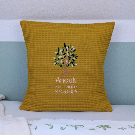 Taufkissen -Baum- 40 cm x 40 cm mit Taufspruch