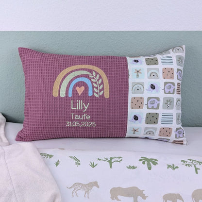 Taufkissen -Regenbogen- 30 cm x 50 cm und Dekostoff mit Taufspruch