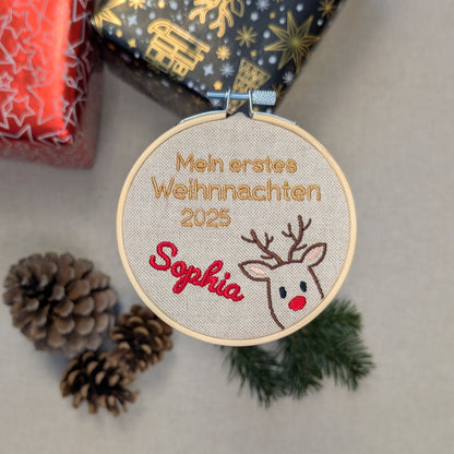Stickrahmenbild -Mein erstes Weihnachten Rentier-