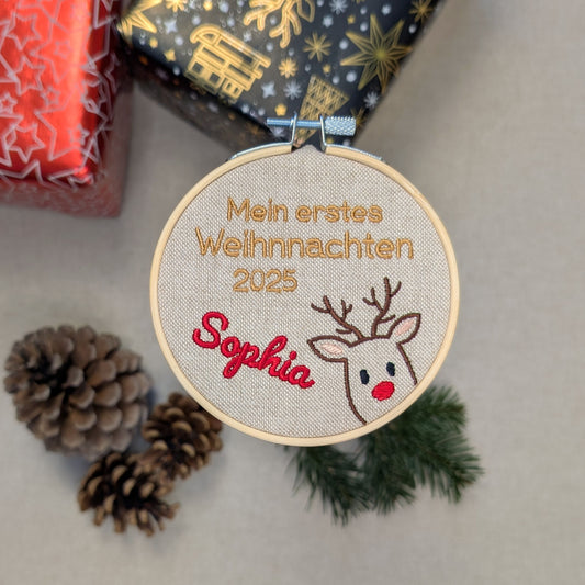 Stickrahmenbild -Mein erstes Weihnachten Rentier-